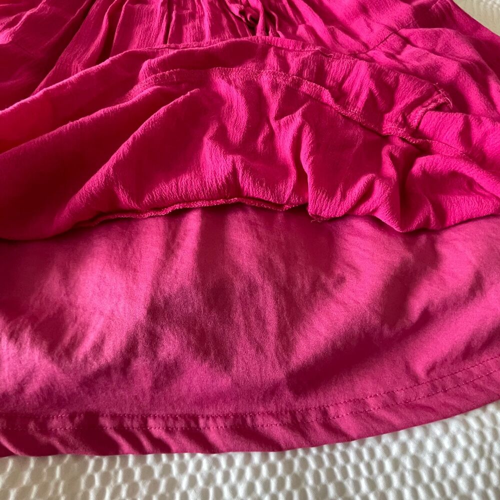 The Impeccable Pig Pink Tiered Dress M Medium Tie Front Smocked Backless Sun - Picture 8 of 10